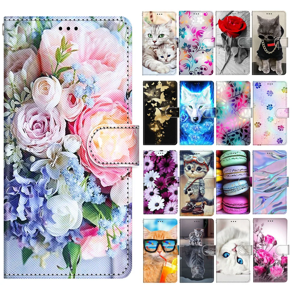 

Case for Funda Samsung Galaxy A20E A50 A20S A10 A20 A30 S A40 A70 Case Cute Cat Dog Wallet Leather Phone Cover