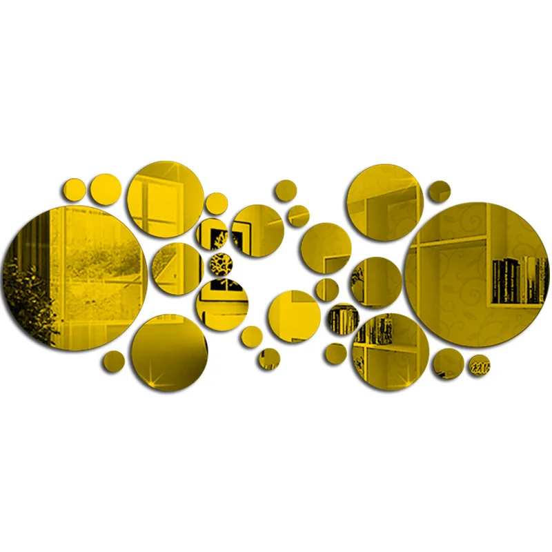 

26pcs 3D Mirror Wall Sticker Round Mirror DIY TV Background Bathroom Stickers Wall Decor bedroom Bathroom Home Decoration mirror, Customized color