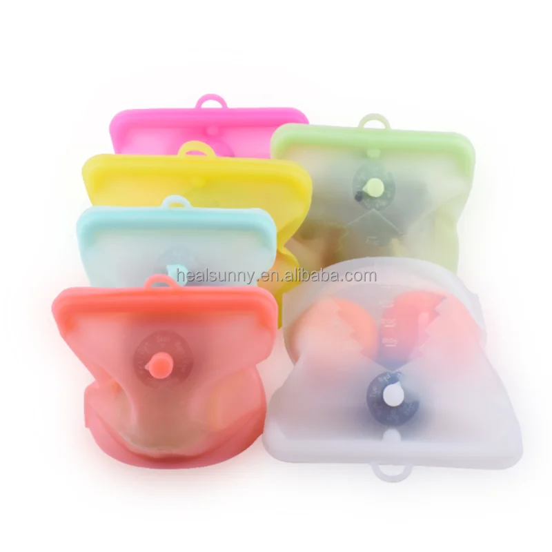 

Large Food Fresh Container Set Design Leak-proof Seal Reusable Silicone Food Storage Bags