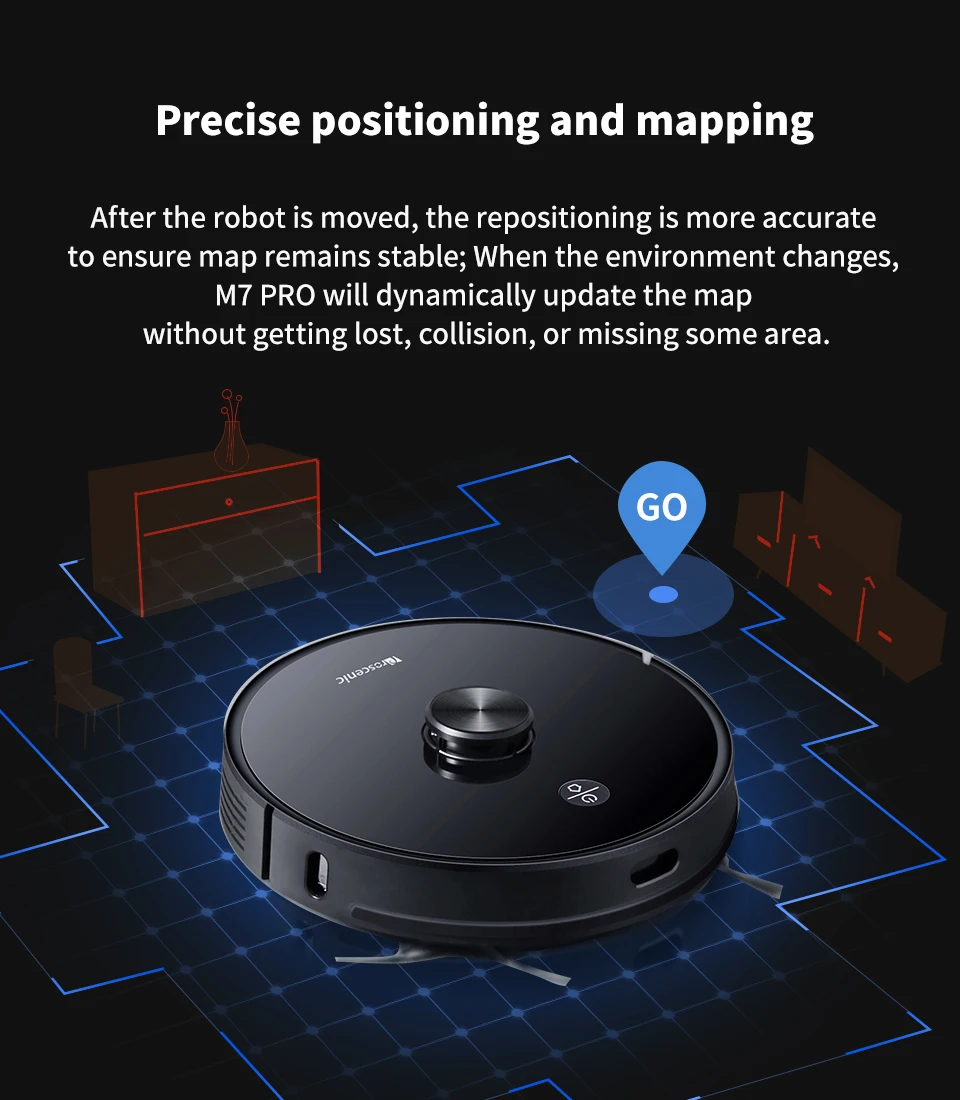 Proscenic M7pro Laser Navigation Robot Vacuum Cleaner 2700pa With Wet