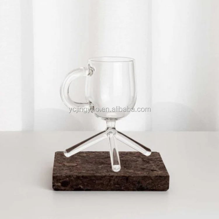 

50ml Handmade Clear Heat Resistant Pyrex Tripod Espresso Glass Coffee Cup, Clear transparent