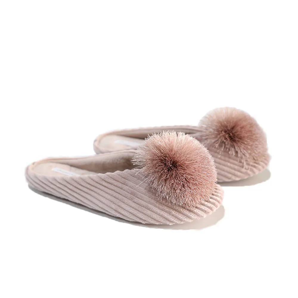 

New tassel ball rubber sole indoor home slippers for women pom pom, Customized color