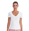 Deep V Neck Women Basic Solid T Shirt hiking t shirts women printing soft fabric custom t-shirt
