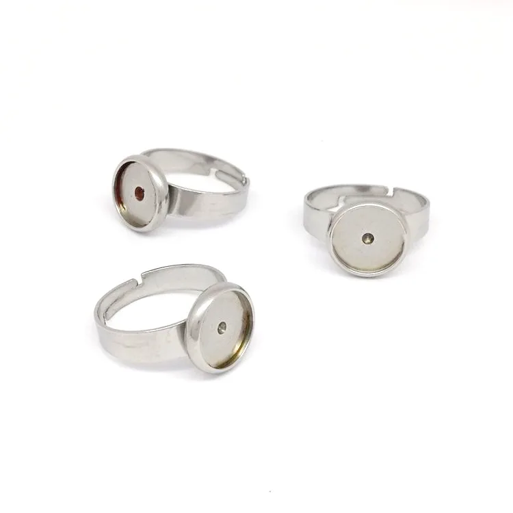 

Stainless steel ring welding inner 10mm lathe time handmade gem bottom support diy adjustable base setting ring