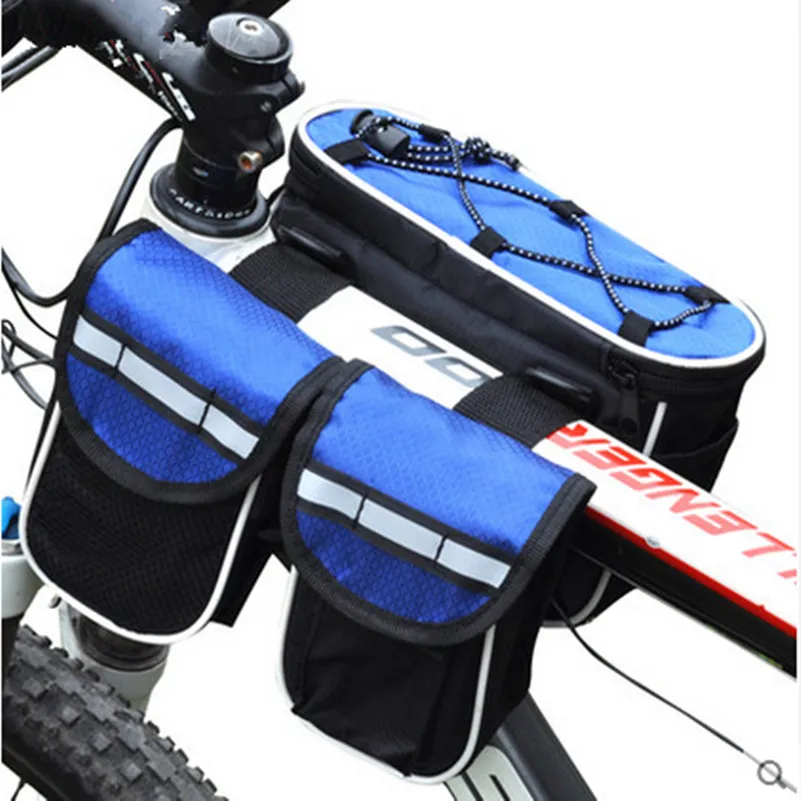 

Mountain Bike Accessories Cycling Phone Holder Bicycle Traveling Pannier Bike Front Tube Frame Bag, Black/blue/red