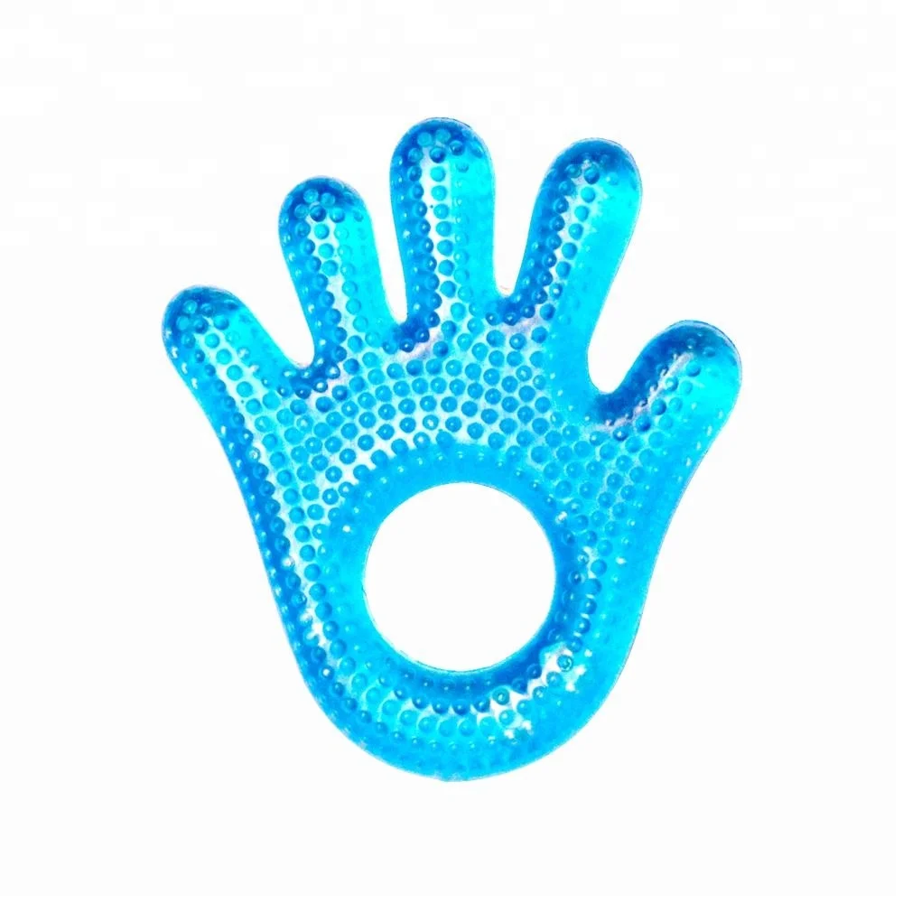 
2020 Wholesale Hands Shape Baby Teething Toys Cute Baby Teether Ice Ring Teether 
