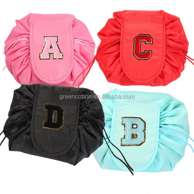 

Stock Multi Colors No Moq Nylon Large Cosmetic Bag Drawstring Toiletries Organizer Bag For Women Girls Gift Makeup Pouch, As pic