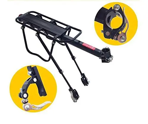 

Bike Bicycle Back Rear Bag Pannier Rack Alloy Seat Post Frame Carrier Holder, Black