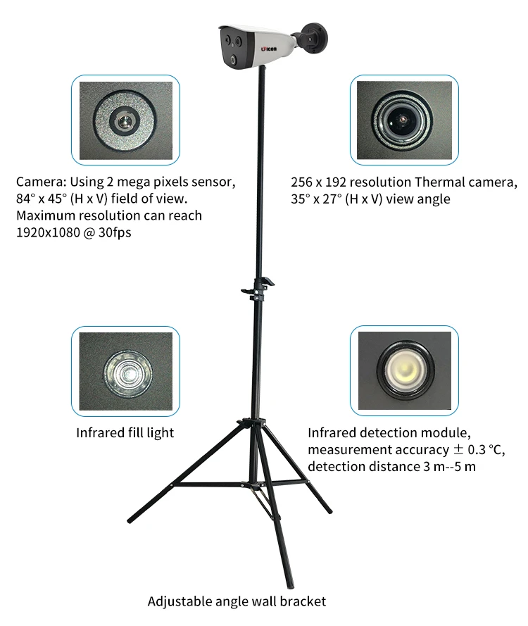AI Binocular Thermal Imaging System 1080p Human Body Temp Infrared Thermal Scanning Camera