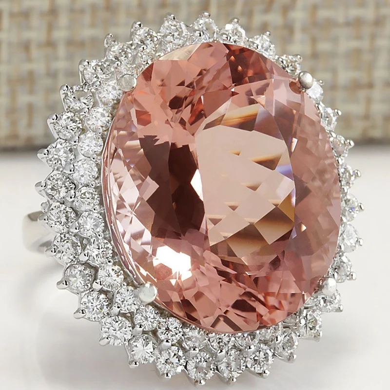 

Wholesale Cheap Price Champagne Color Oval Cubic Zircon With silver Plated Ring Wedding Bridal jewelry