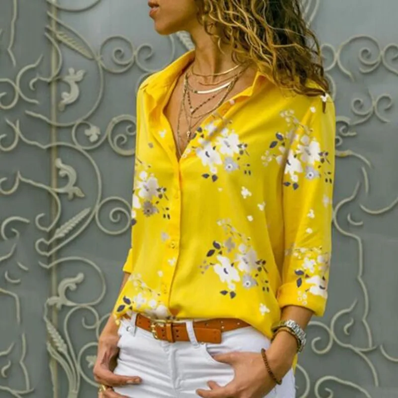 

Women Tops Blouses 2021 Autumn Elegant Long Sleeve Solid V-Neck Chiffon Blouse Female Work Wear Shirts Blouse