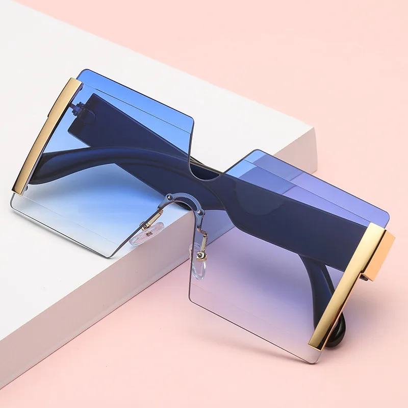 

Shades Oversized Sun Glasses Custom Rimless Women Fashion Newest Sunglasses 2021