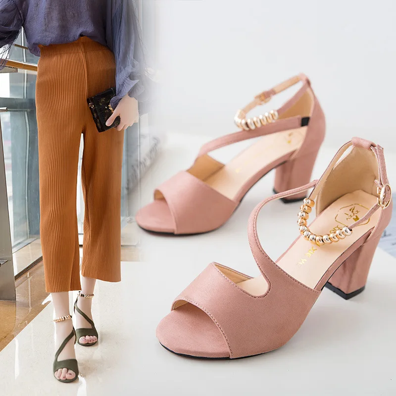 

Women Casual Sandals Soft PU Platform Wedges Thick Mid-heeled Shoes Peep-toe