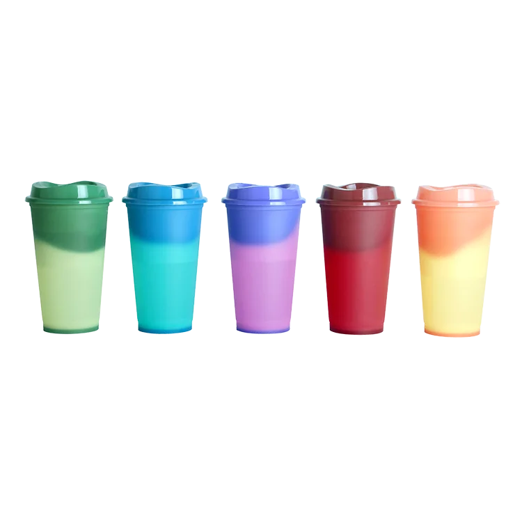

BPA Free 16oz reusable tumbler heat color changing plastic cup