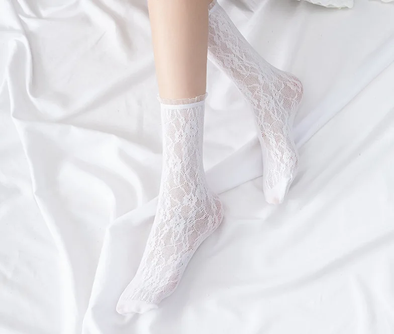 

Summer Girl Cute Lace Crew Socks Women Mesh Lolita Slouch Socks, 3colors