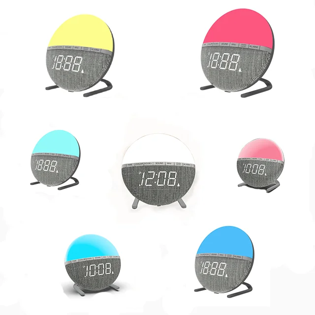 

2021 Hot New gift LED childen clock 7 Color Light silent alarm clock