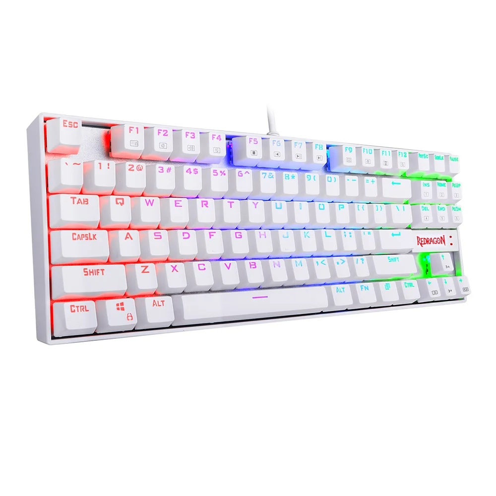

Red ragon K552 RGB Backlighting Mechanical Gaming Keyboard 87 Keys Blue Switches Backlit Keyboard For Gamer, White/black