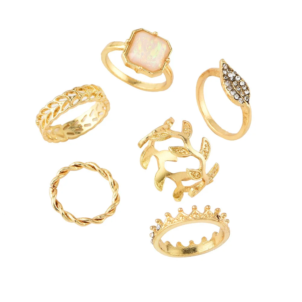 

Charming Wave Gold Color Midi Joint Rings Set for Women Simple Geometric Finger Knuckle Ring Party Jewelry Accessories