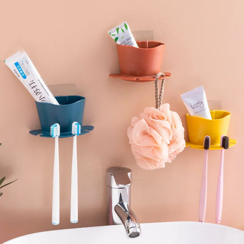 

2021 New Simple Fashion Creative Non-perforated Toothbrush Holder Storage Rack Bathroom Wall-mounted Toothbrush Holder Rack