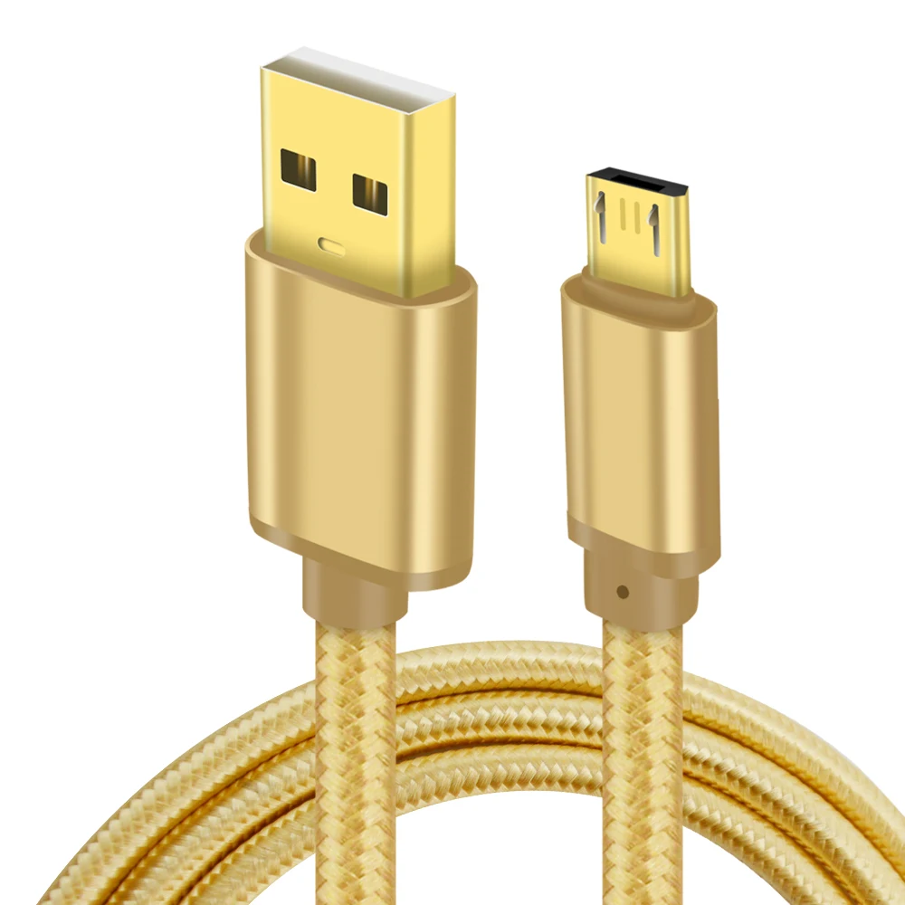 

High End Gold plated Aluminum alloy shell USB 2.0 type A to micro 5pin data cable 480Mbps 2.4A fast charging for Mobilephone, Customized
