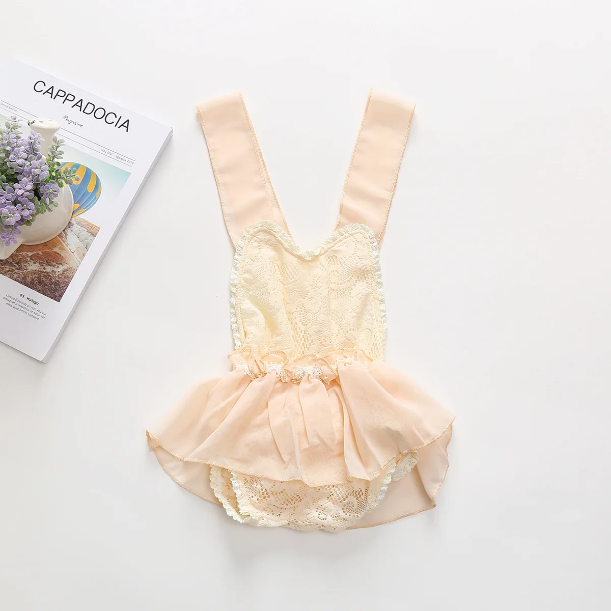 

Hot Sale Girl Kids Clothes Lace Pure Color Sleeveless Strap Triangle Jumpsuit
