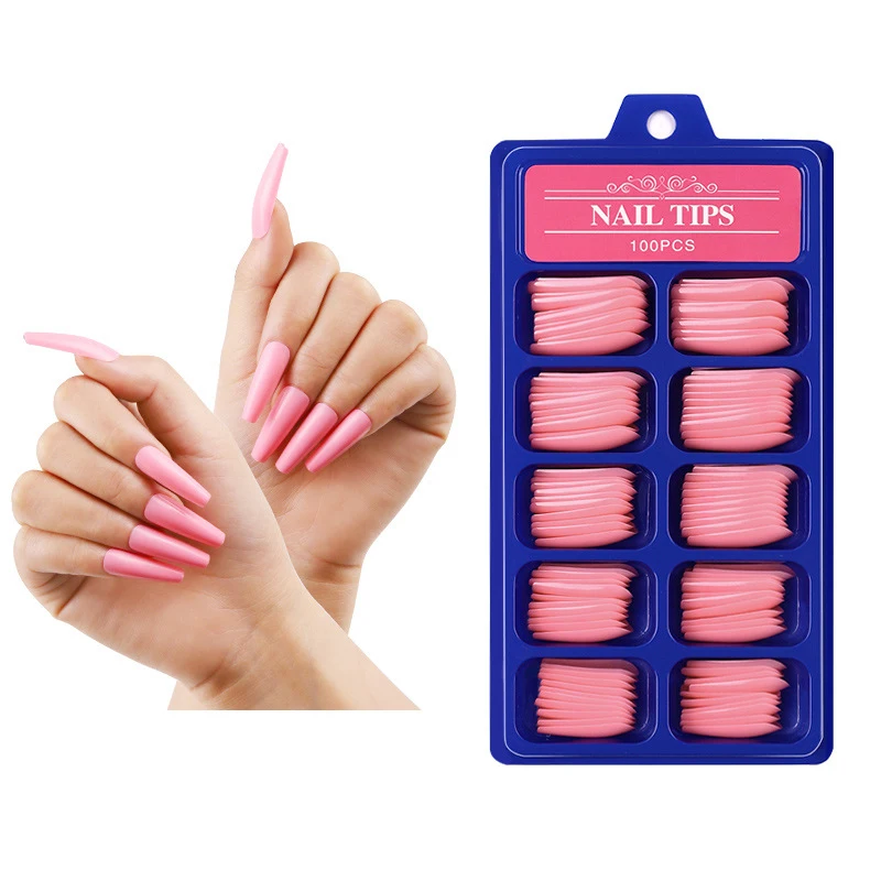 

Free Sample Colorful Nails Press On Artificial Fingernails With Box, Clear