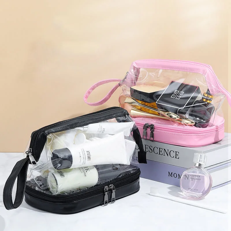 

2022 Custom Logo New waterproof Makeup bag Travel Clear PVC Cosmetic Bag with compartment