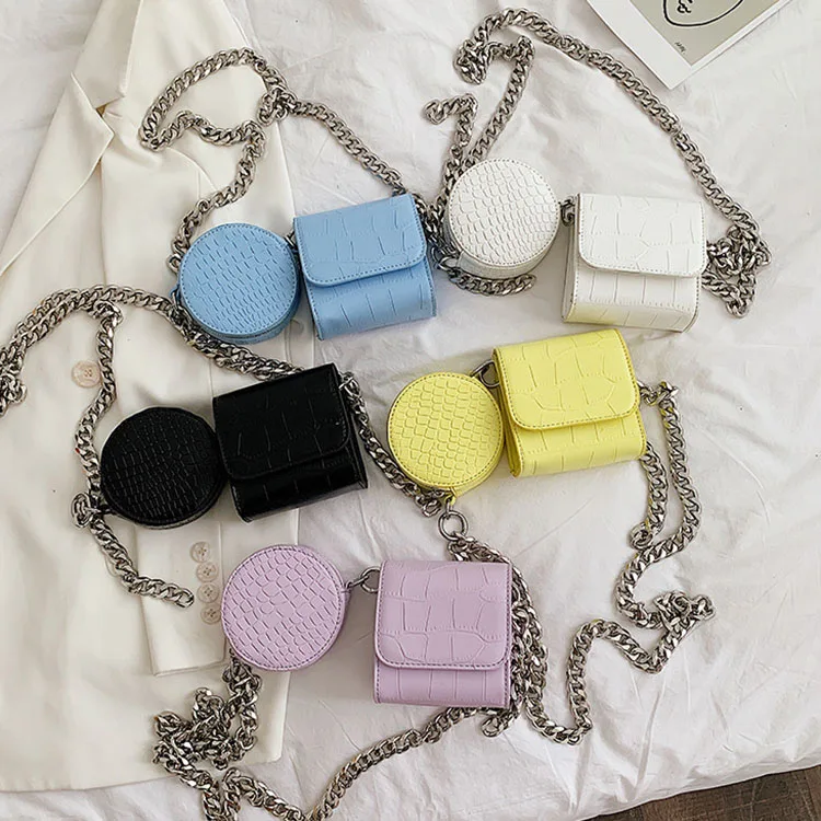 

wholesale price custom cheap pu leather thick chain shoulder messenger bags female handbag, Purse and wallet set