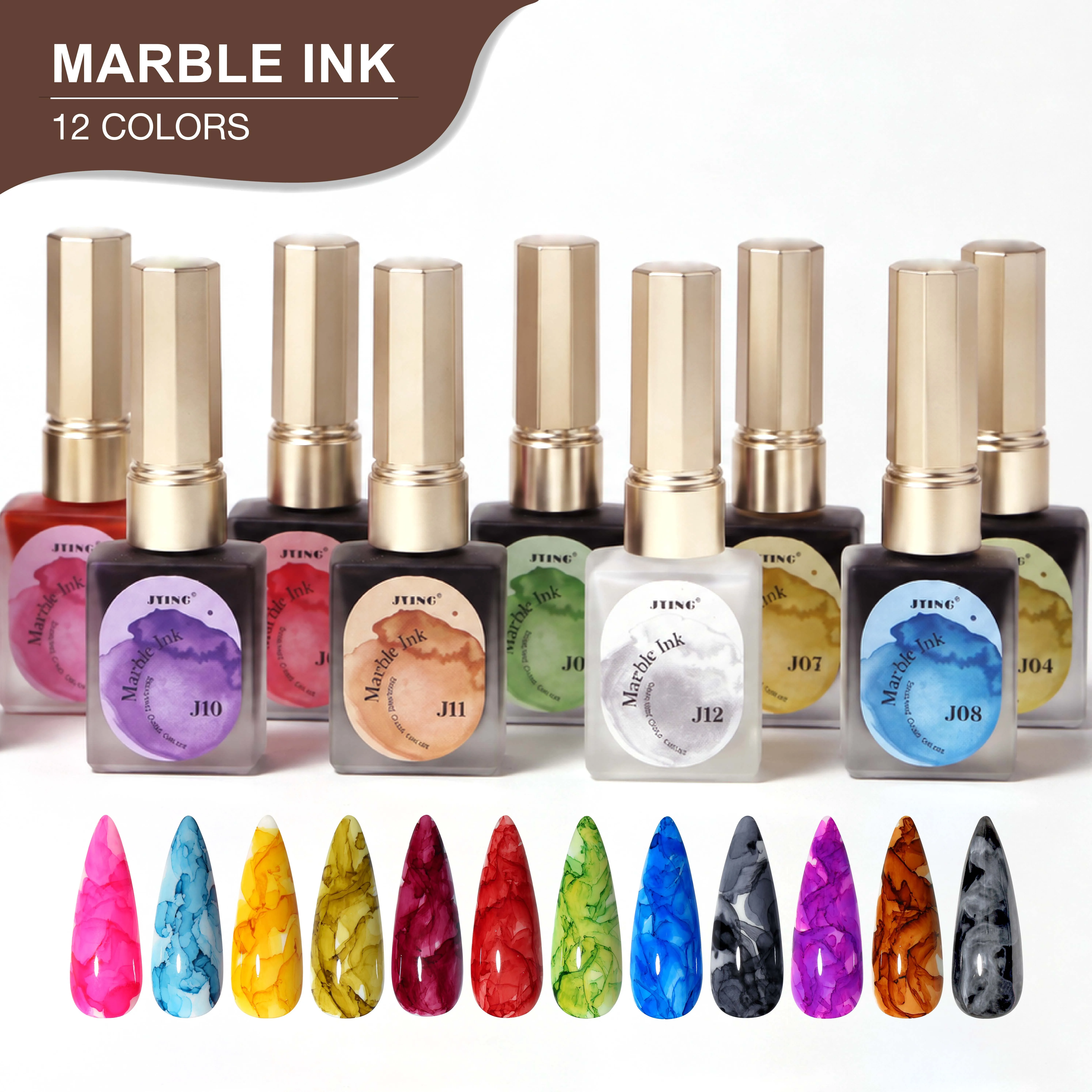 JTING Nail Art Painting Gel 15ml Water Blooming Blossom Ink Marble Liquid Uv Gel Nail Polish OEM Custom Private Label Package