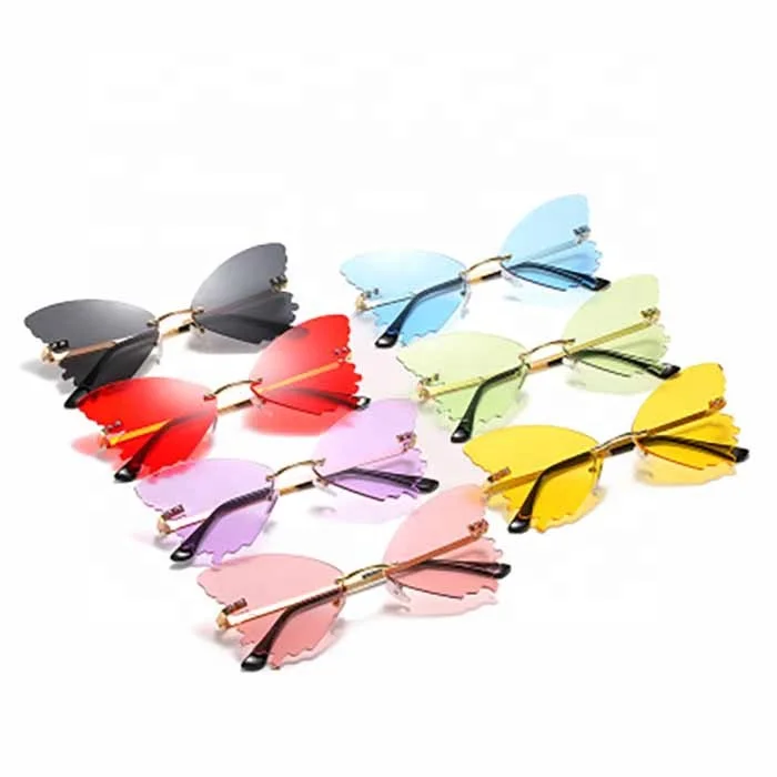

Metal Flame Sunglasses 2020 New Arrivals Butterfly Fashion Personalezed Cute Rimless Shades Custom Designer Luxury Women UV400, Customized color