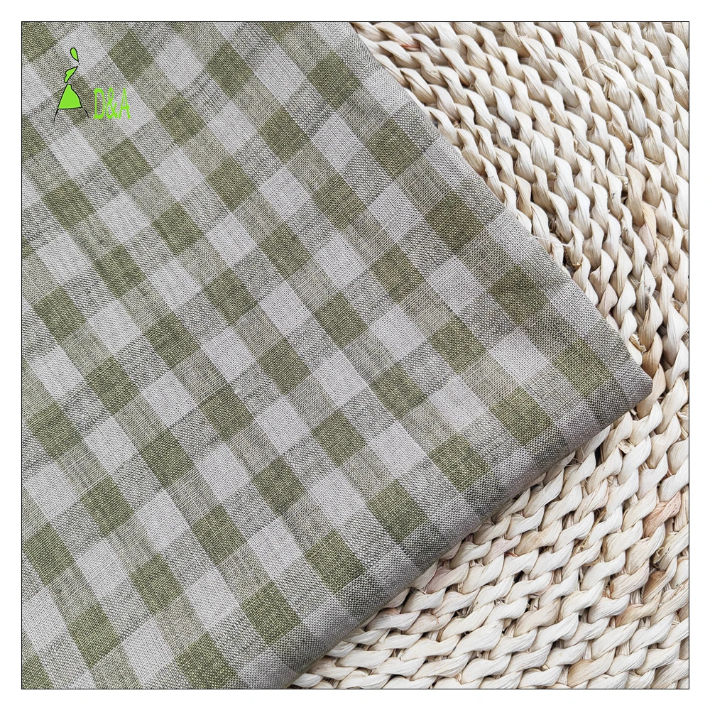 

In stock ready to ship medium weight natural gingham check pure flax linen fabric for clothing home textile