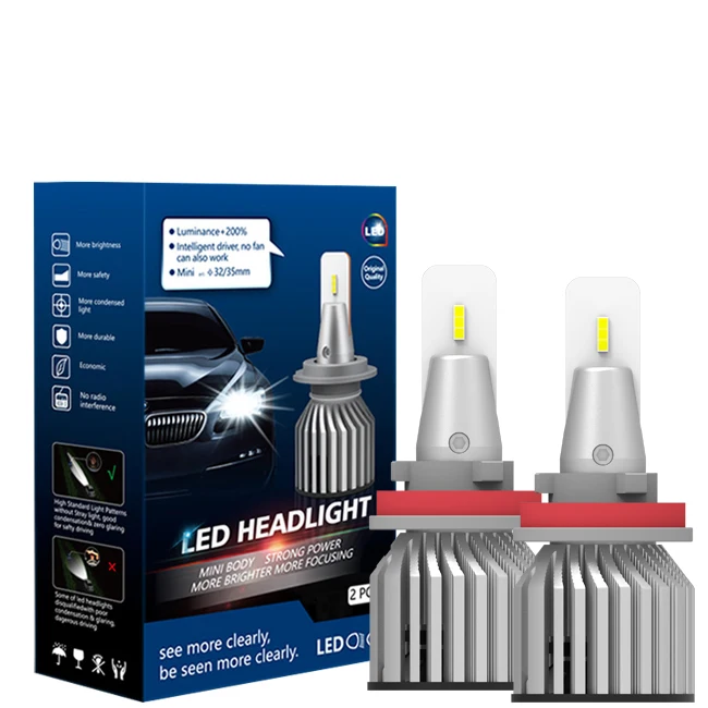 led headlight bulb h11 H8 6000LM LED XENON White fan cooling motorcycle led light seoul CSP led 12v h11 led fog lights