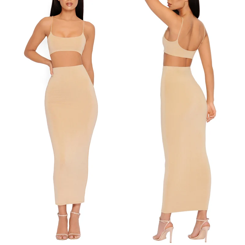 

Party sexy two-piece womens crop top and long skirt set