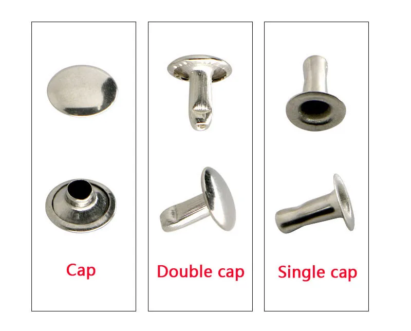 Steel Nickel Plated Decorative Single Double Cap Rivets For Leather