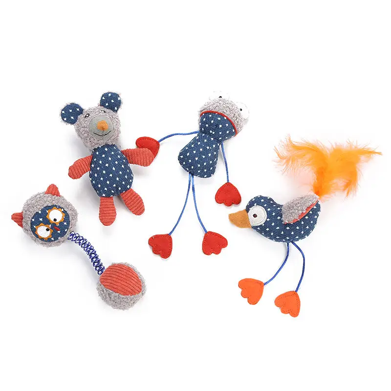 

Wholesale in stock new arrival interactive plush animal shape pet cat toys