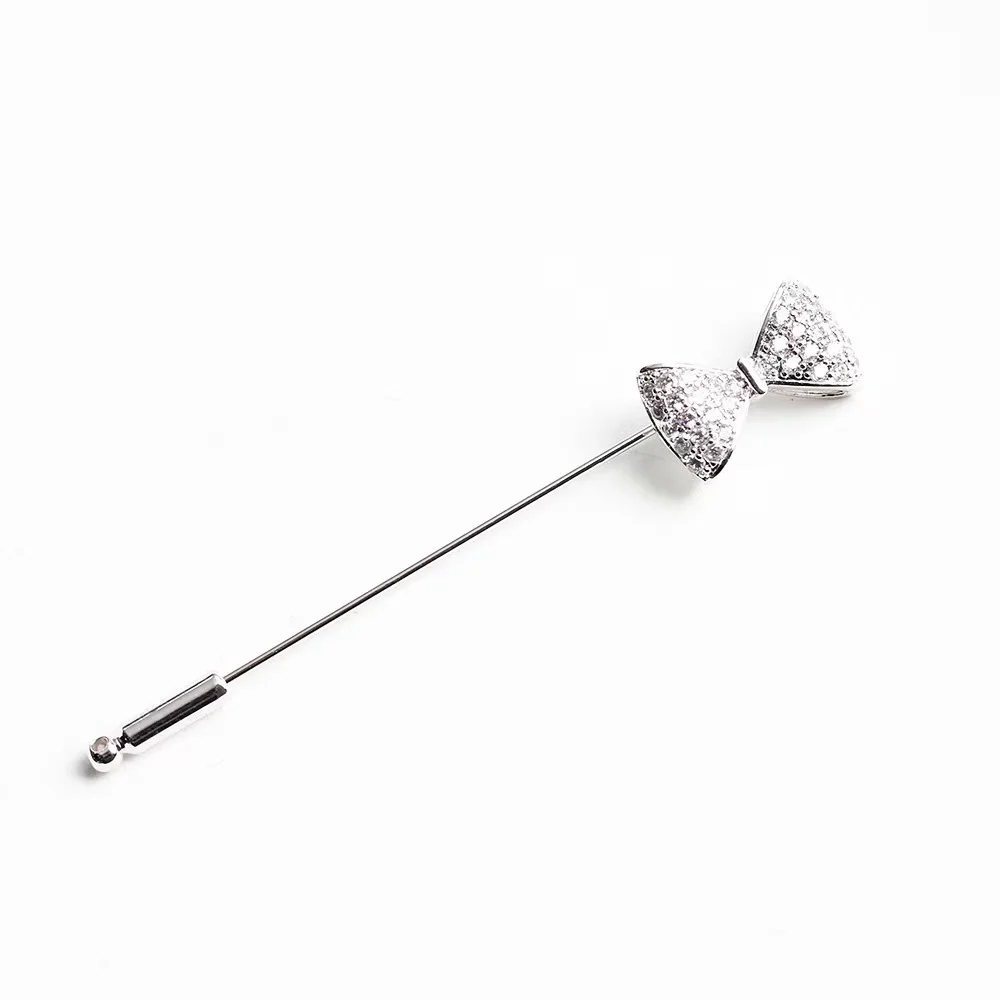 

Fashion Jewelry Silver Bow tie Zircon Brooch for Women Gift Wedding Party