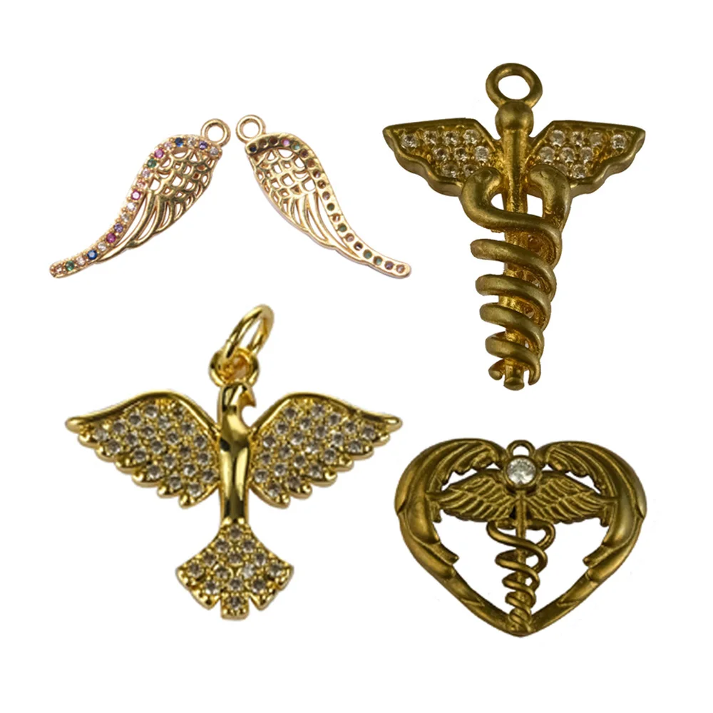 

Retro Hot Selling Bronze Gold Plated Jewelry Pendant Wings Snakes Charms Pendant Bird Shaped Wings Pendant, White gold, gold, rose gold, etc