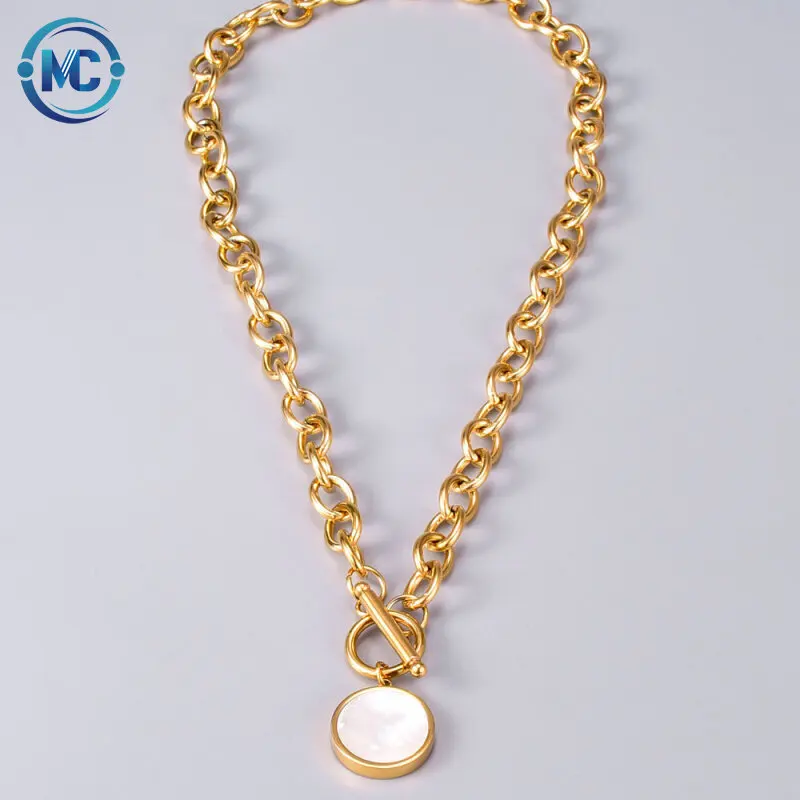 

2021 High quality fashion unisex Round Shell charm necklace Jewelry Gift Gold