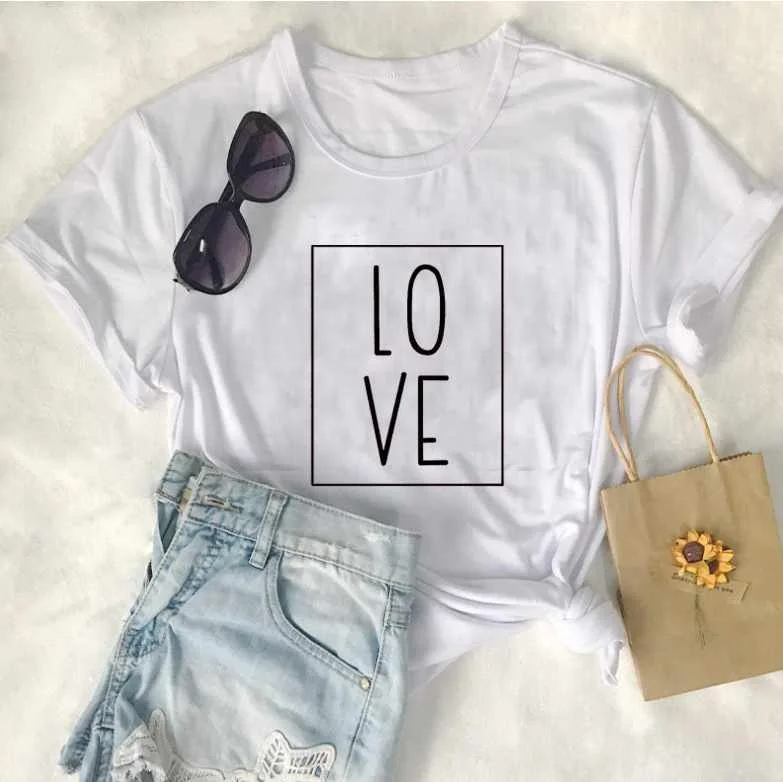 

Summer LOVE Letter Border Couples Fashion T-shirt Short Sleeve T Shirts