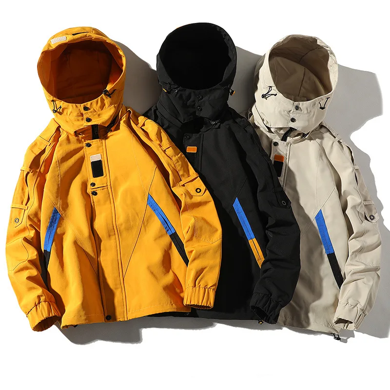 

Factory sales autumn plus size outdoors zip up jacket veste pour hommes loose solid color men hooded jacket