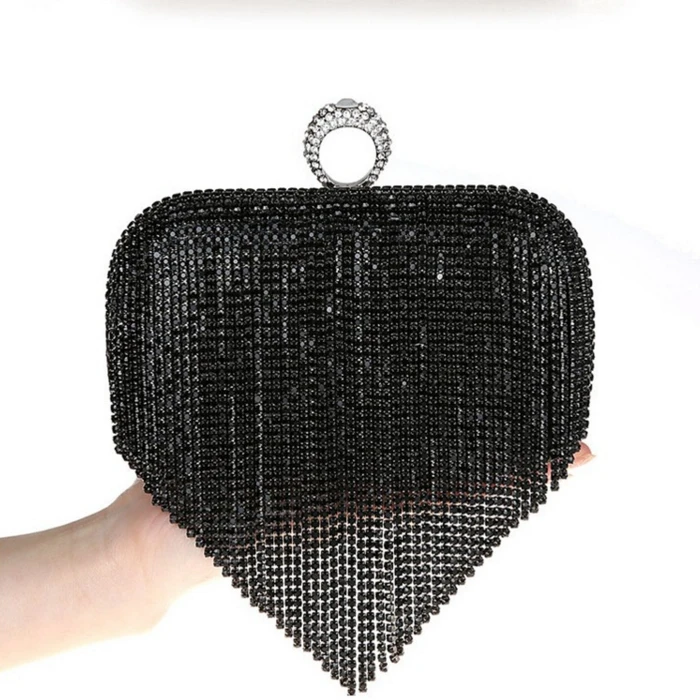 Rhinestone Crystal Tassel Evening Clutch Bag