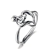 Genuine Treble Clef Bass Heart Ring, Music Note Ring, 925 Sterling Silver adjustable ring