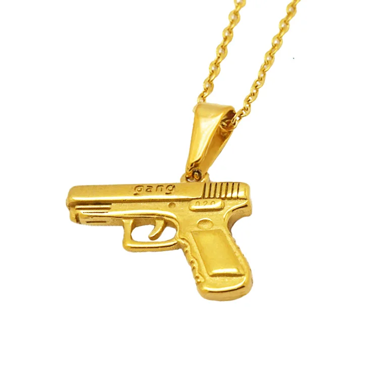 

Olivia new design personalized fashion hiphop men accessories jewelry stainless steel gun gold plated necklace