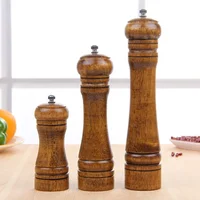 

Amazon wholesale custom commercial 5 8 10 inch handlebar design manual mini rubber wood spice salt pepper mill grinder