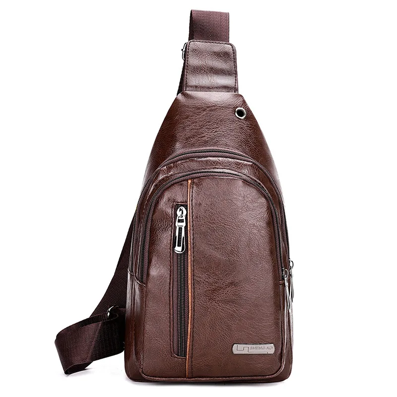 

Hot Sale Genuine Leather Chest Handbag Messenger Real Cow Leather Men's Shoulder Bags, 6 colors