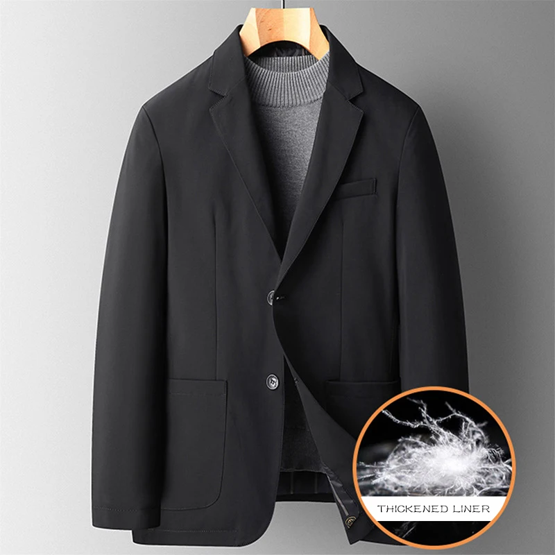 

Winter warmth Business Single Breasted Simple Men's Long Full Sleeve men down feather Blazer