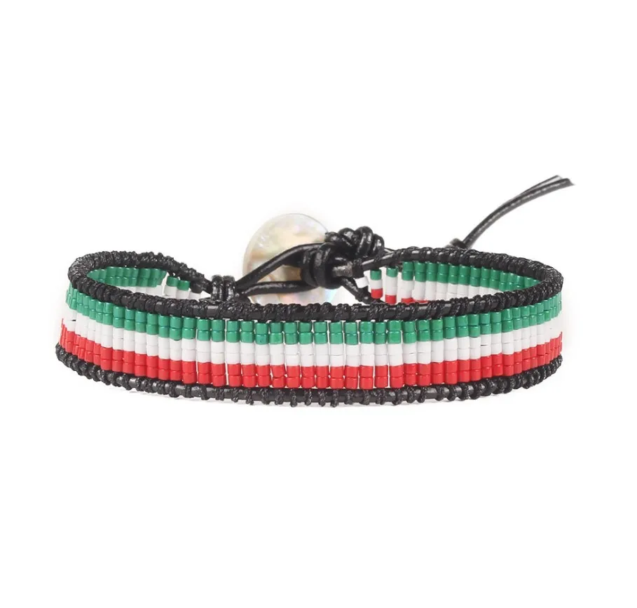 

Wholesale Miyuki Rice Beads Hand-woven Buckle National Flag Bracelet Features Jewelry Bracelet, Mix