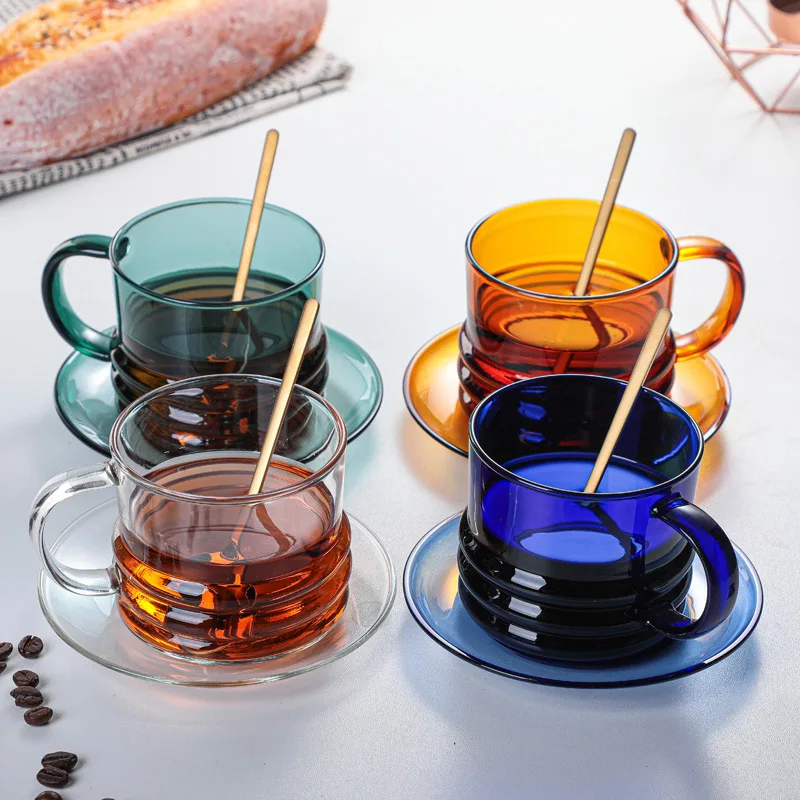 

High Borosilicate french custom unbreakable color glass coffee cup