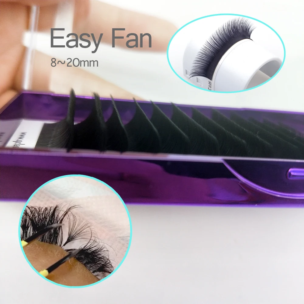 

One Second Easy Fan Korea PBT 8-20mm Silk Lash Extention Supplies 0.03 Faux Mink Fast Blooming Volume Eyelash Extension, Natural black