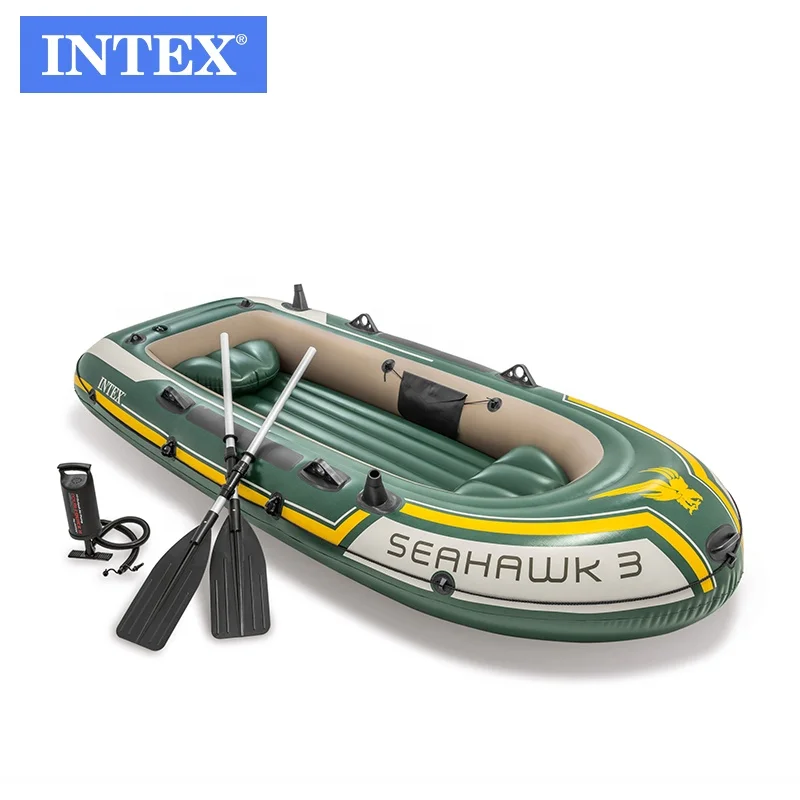 

Intex 68380 Seahawk 3 Boat Set Inflatable Rubber Boat with Aluminum Paddle Inflatable Fishing Kayak